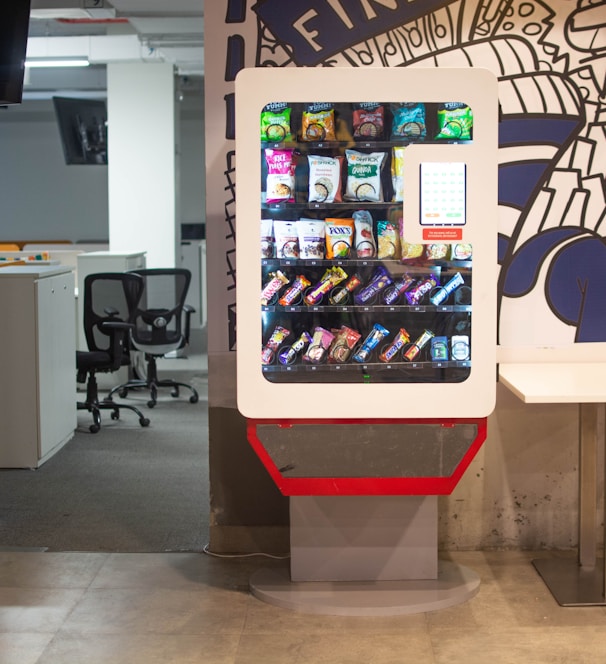 red and blue pepsi vending machine