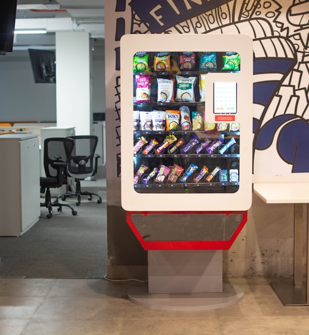 red and blue pepsi vending machine