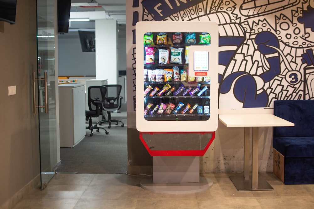 red and blue pepsi vending machine