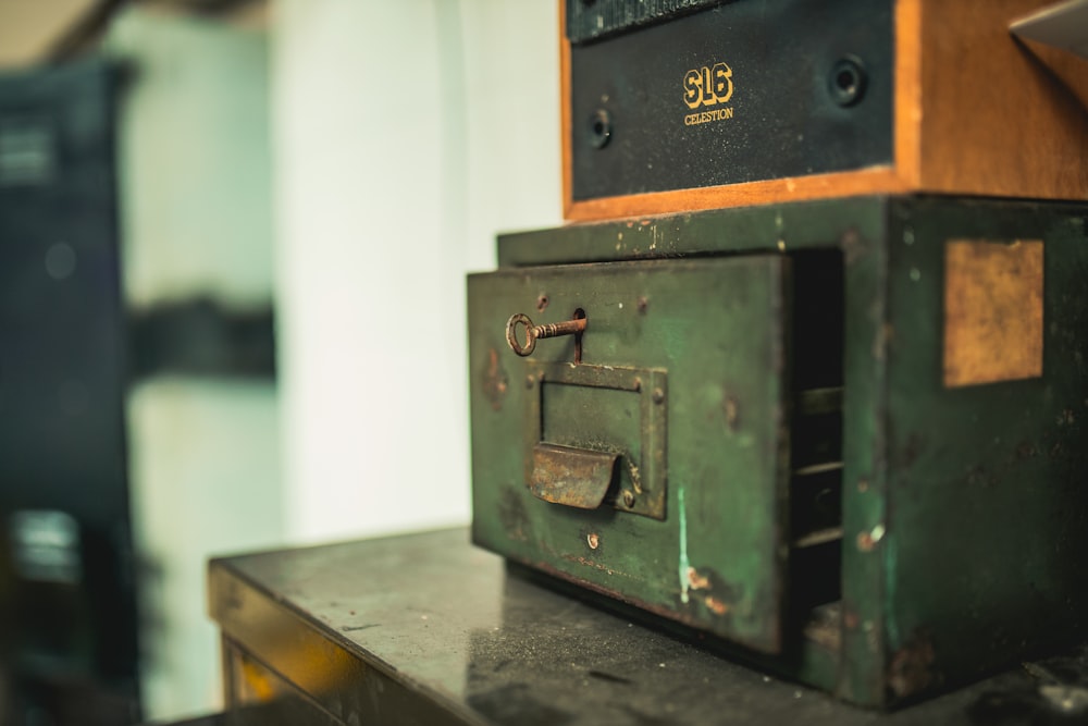 black and brown wooden box