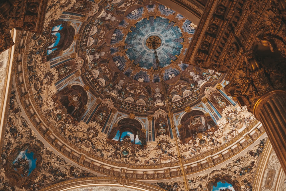 brown and blue dome ceiling