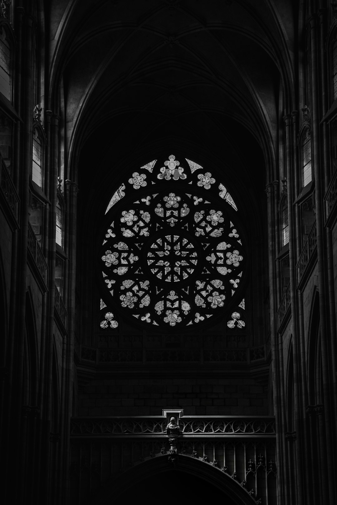 grayscale photo of floral window