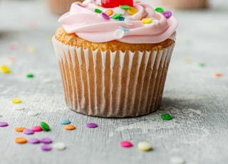 cupcake with pink icing on top