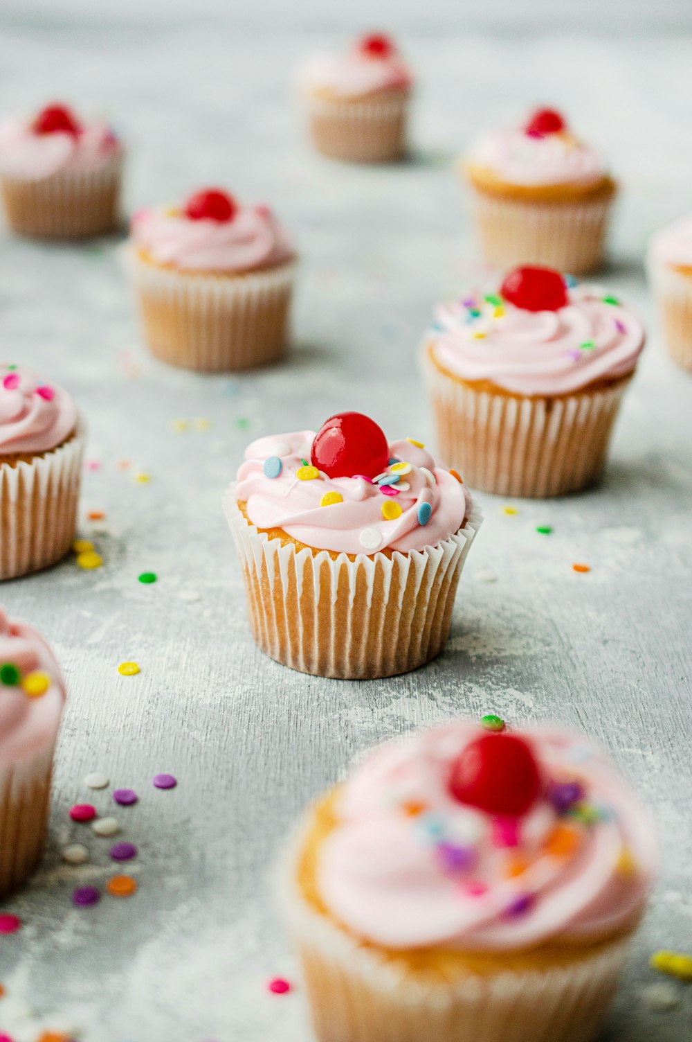 cupcakes with white icing on top