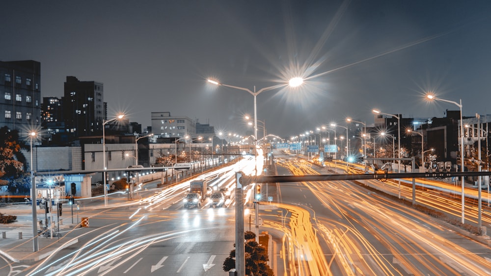 time lapse photography of city during night time