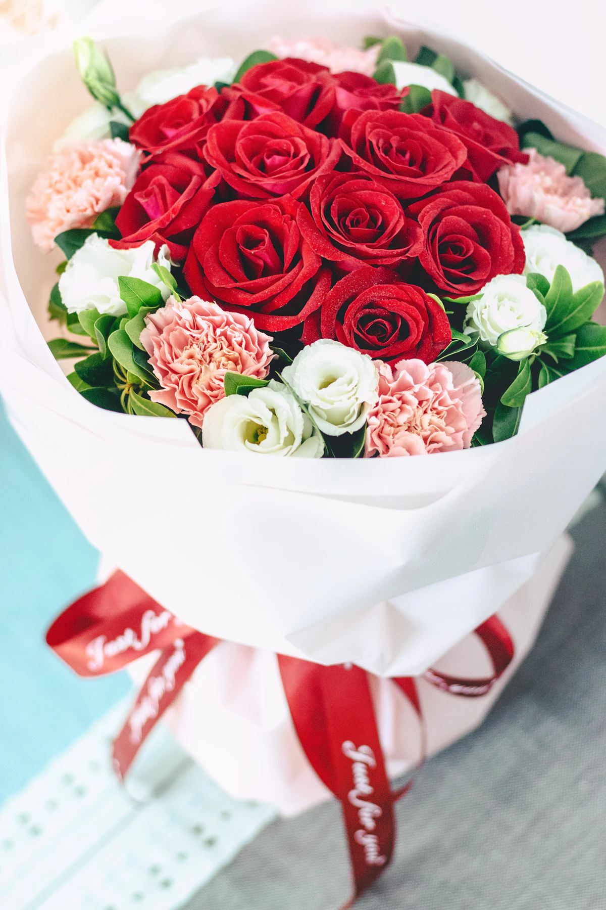 Anniversary Red & White Roses