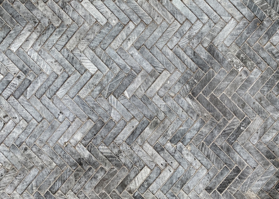 Herringbone tile floor pattern