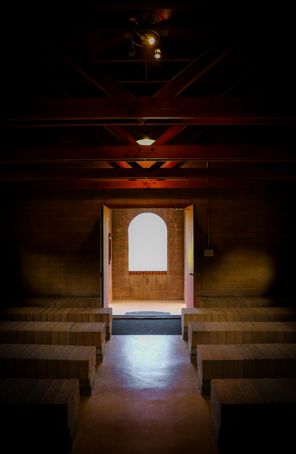 white and brown wooden hallway