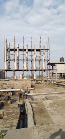 An industrial site using steel piping for construction.