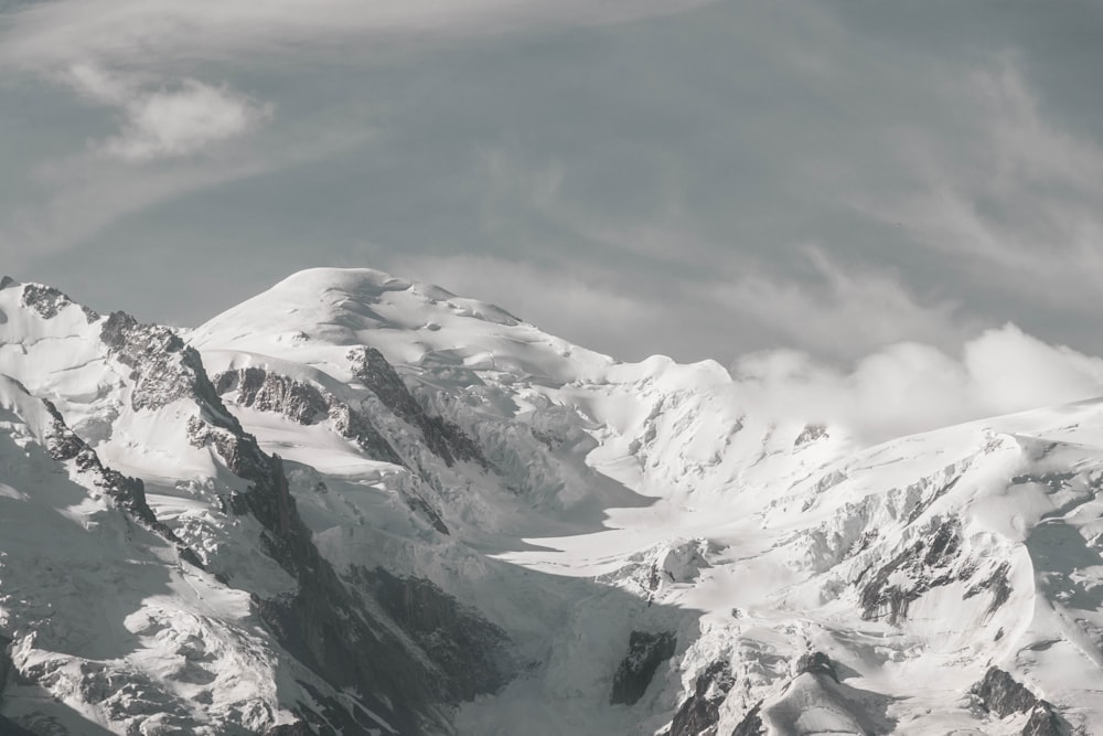 snow covered mountain under cloudy sky during daytime