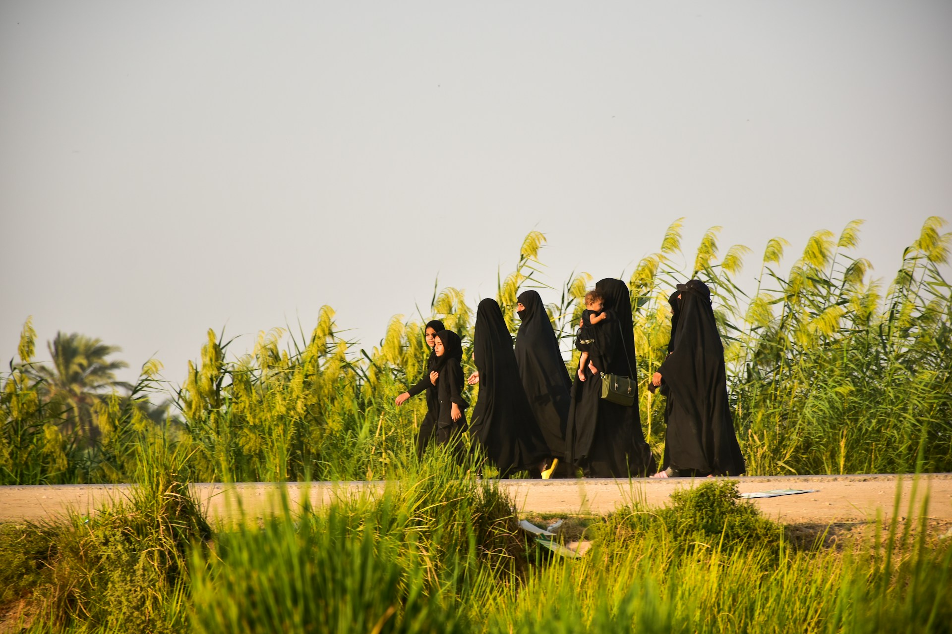 man and woman in black dress standing on green grass field during daytime