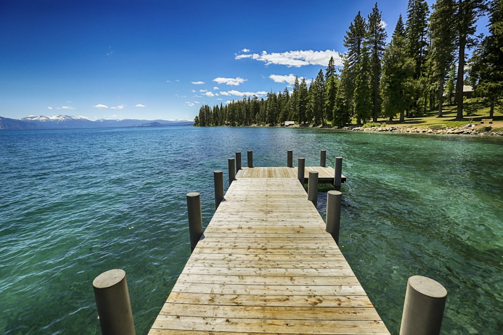 brown wooden dock on blue sea under blue sky during daytime