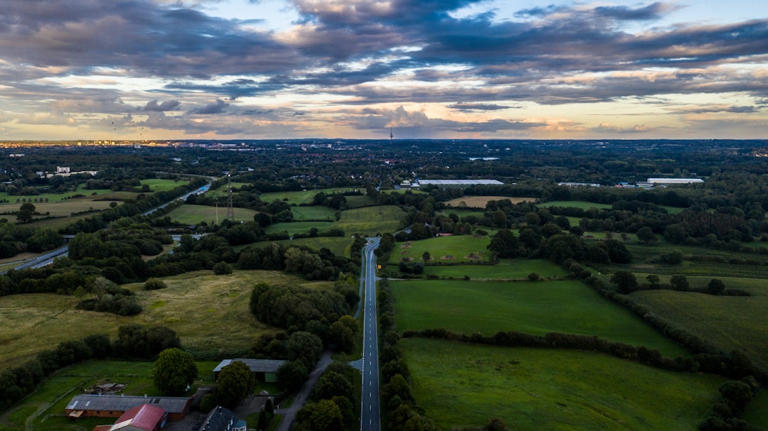 aerial view of green grass field under cloudy sky during daytime