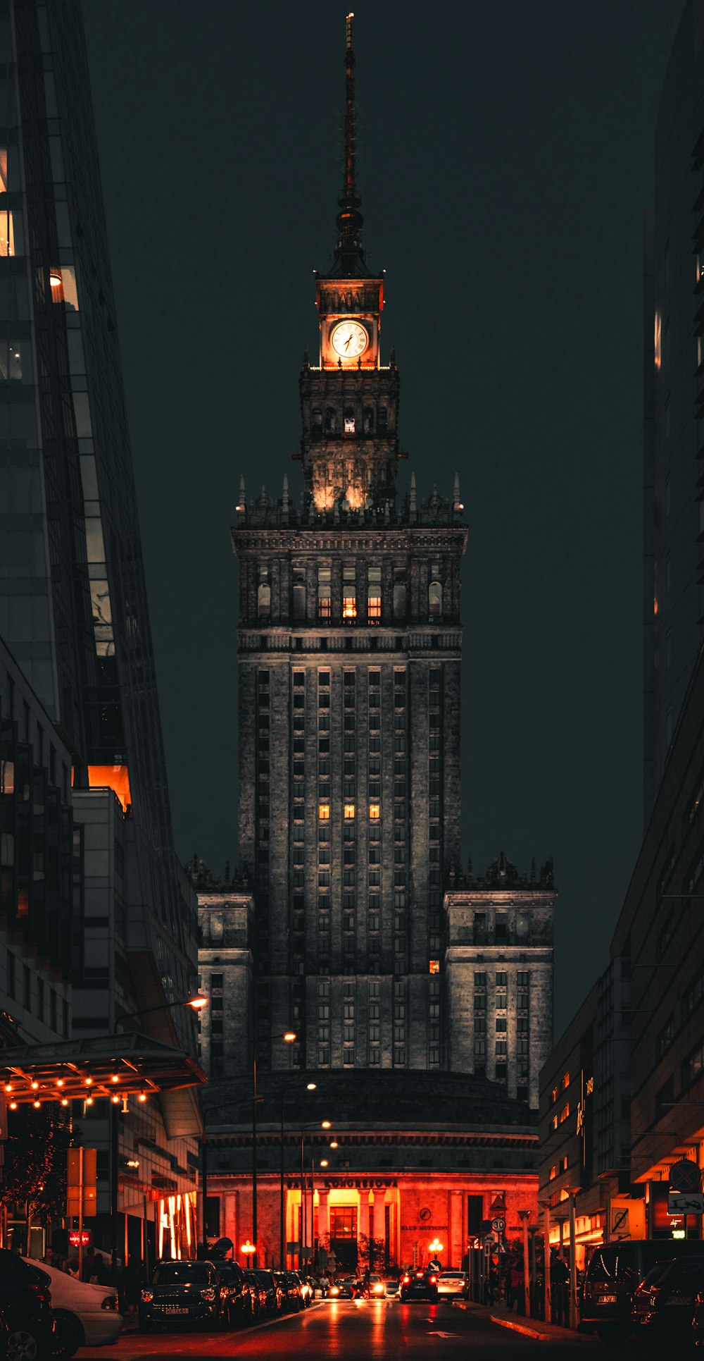 brown concrete building during night time