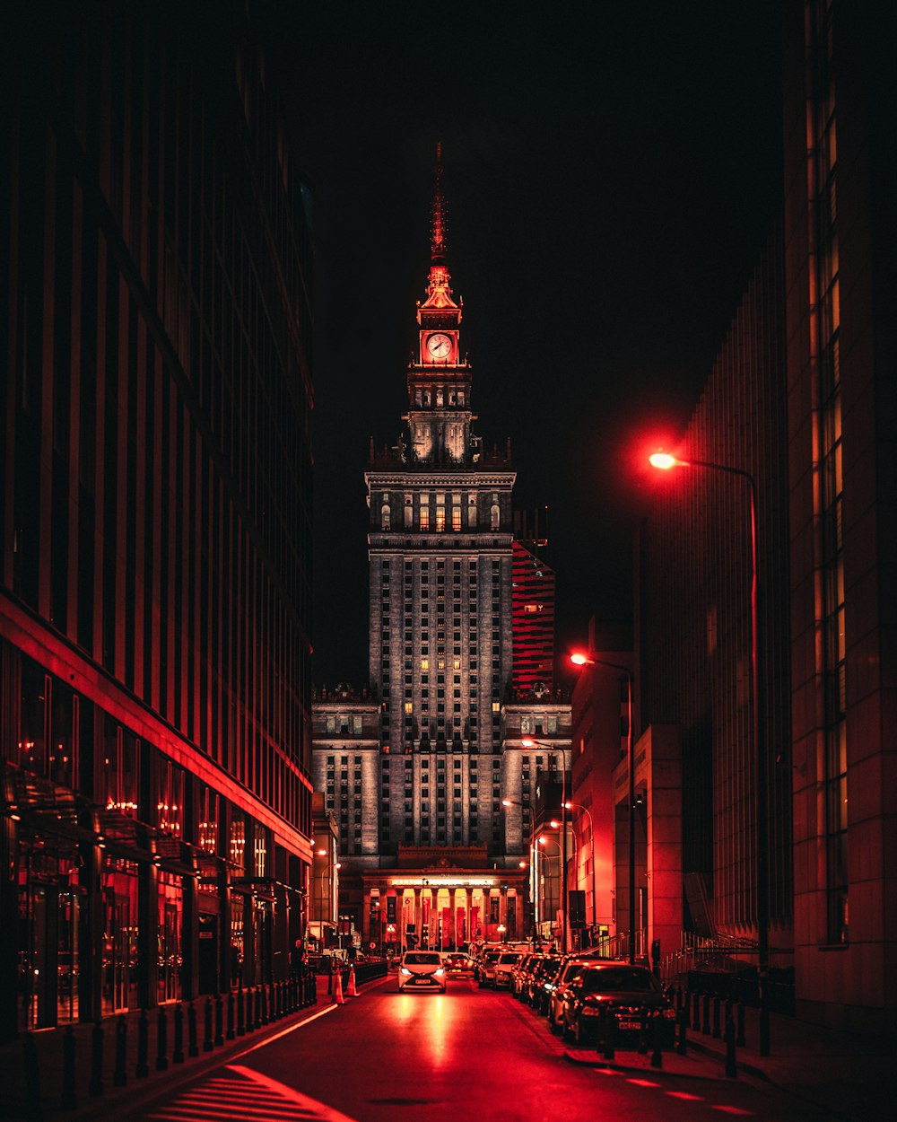 people walking on street during night time