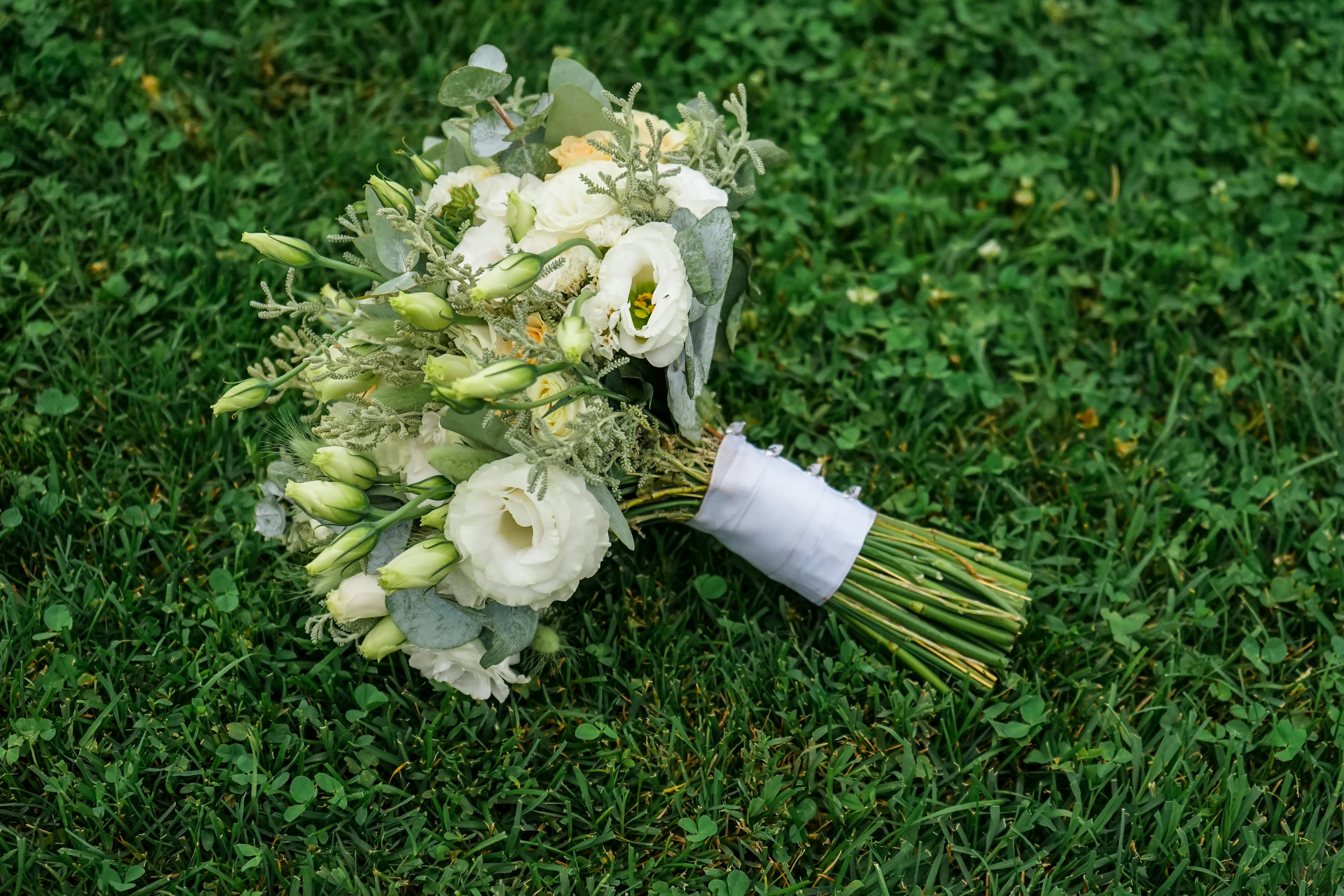Bouquet on ground