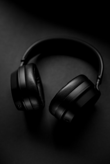 a pair of headphones sitting on top of a table