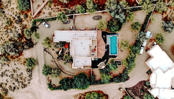 Aerial view of potential solar panel roof mounting