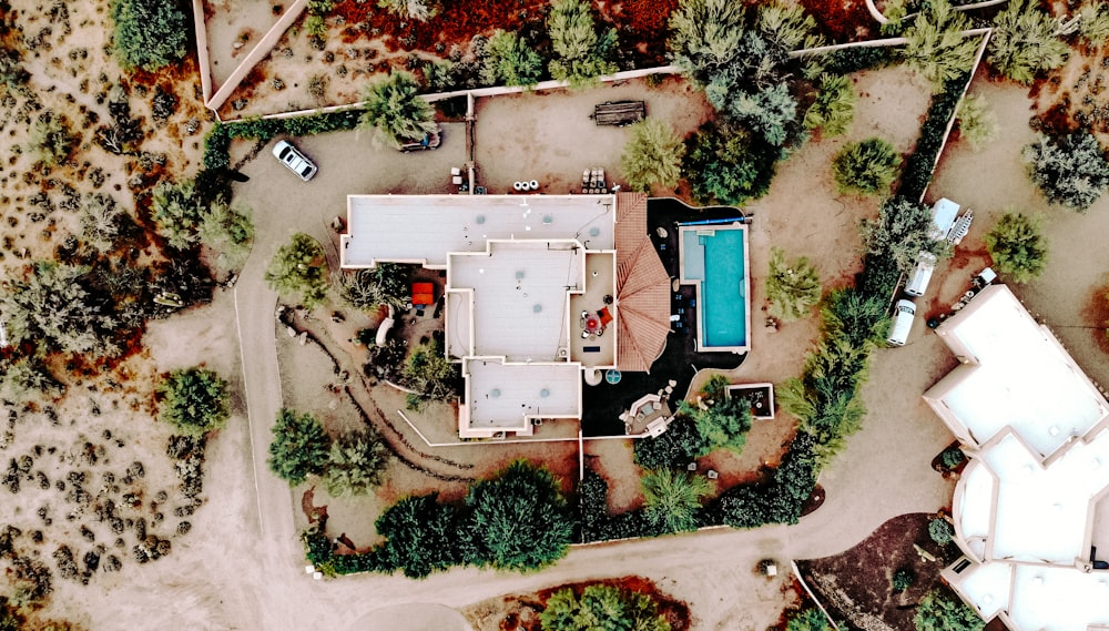 aerial view of basketball court