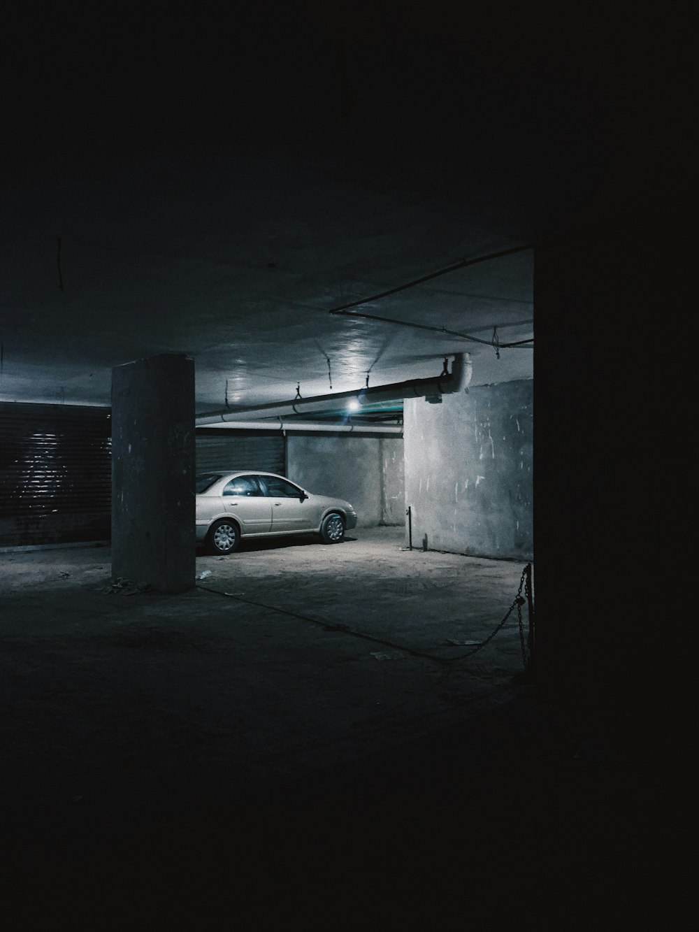 white car in a tunnel