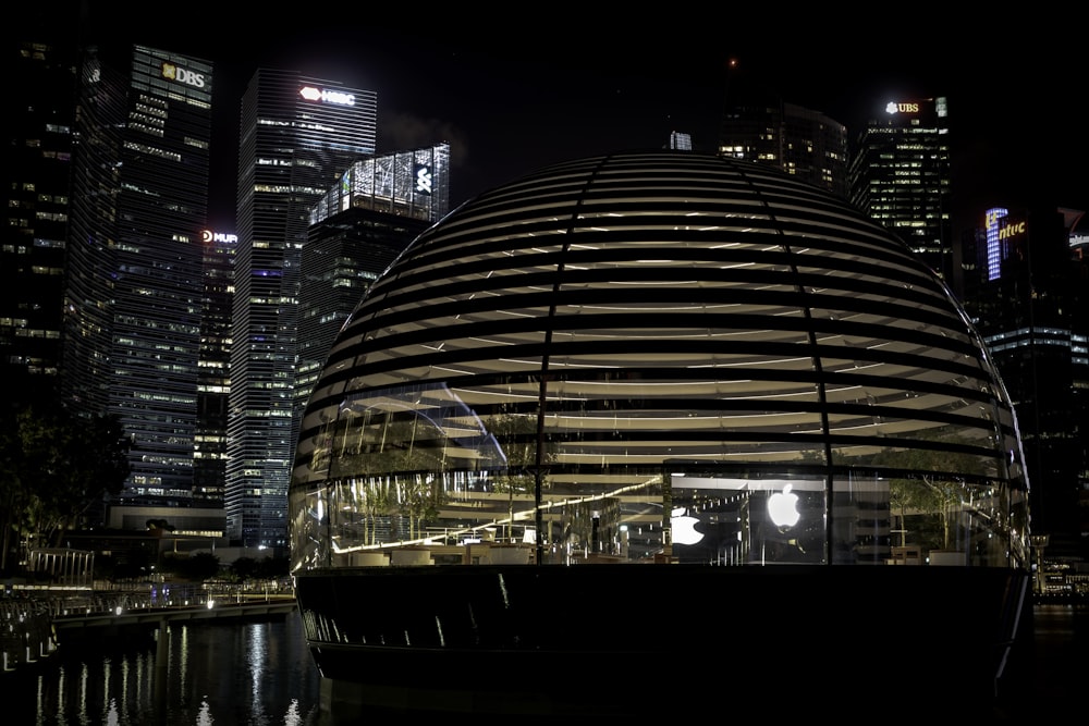 clear glass building during night time