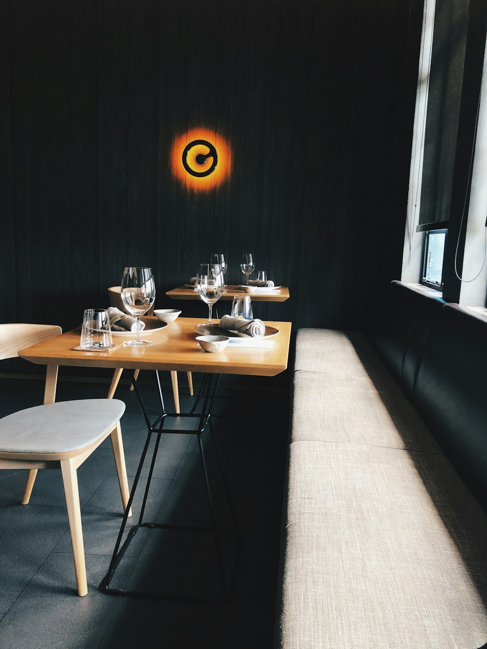 brown wooden table with chairs