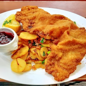 fried food on white ceramic plate