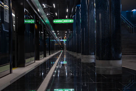 green and white lighted tunnel