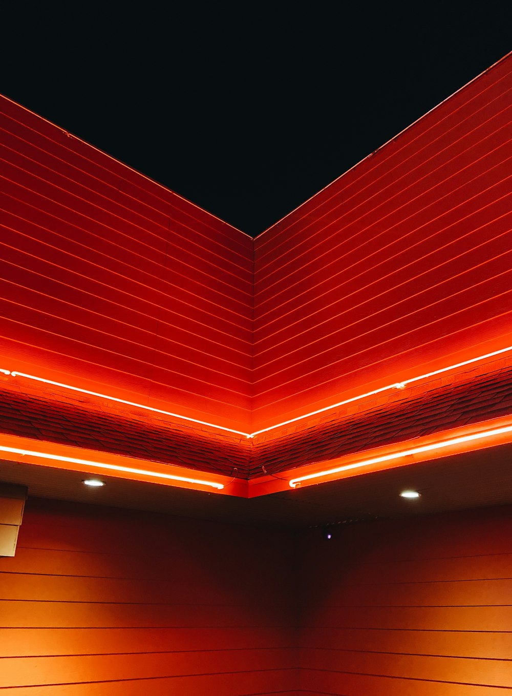 red and black ceiling with lights