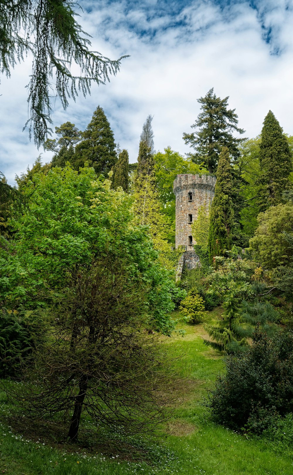 brown brick castle surrounded by green trees during daytime