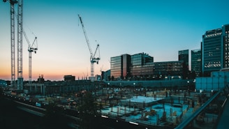 high rise buildings during night time
