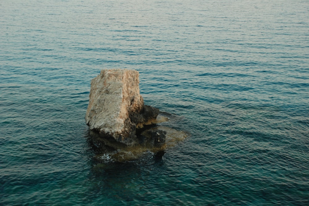 brown rock formation on body of water during daytime