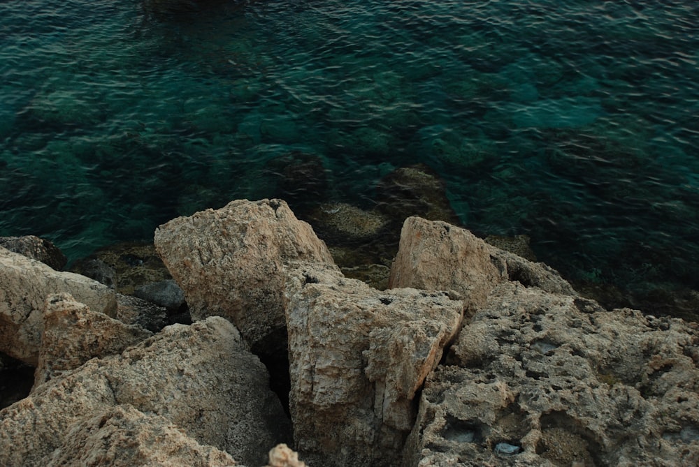 brown rocky mountain beside body of water during daytime