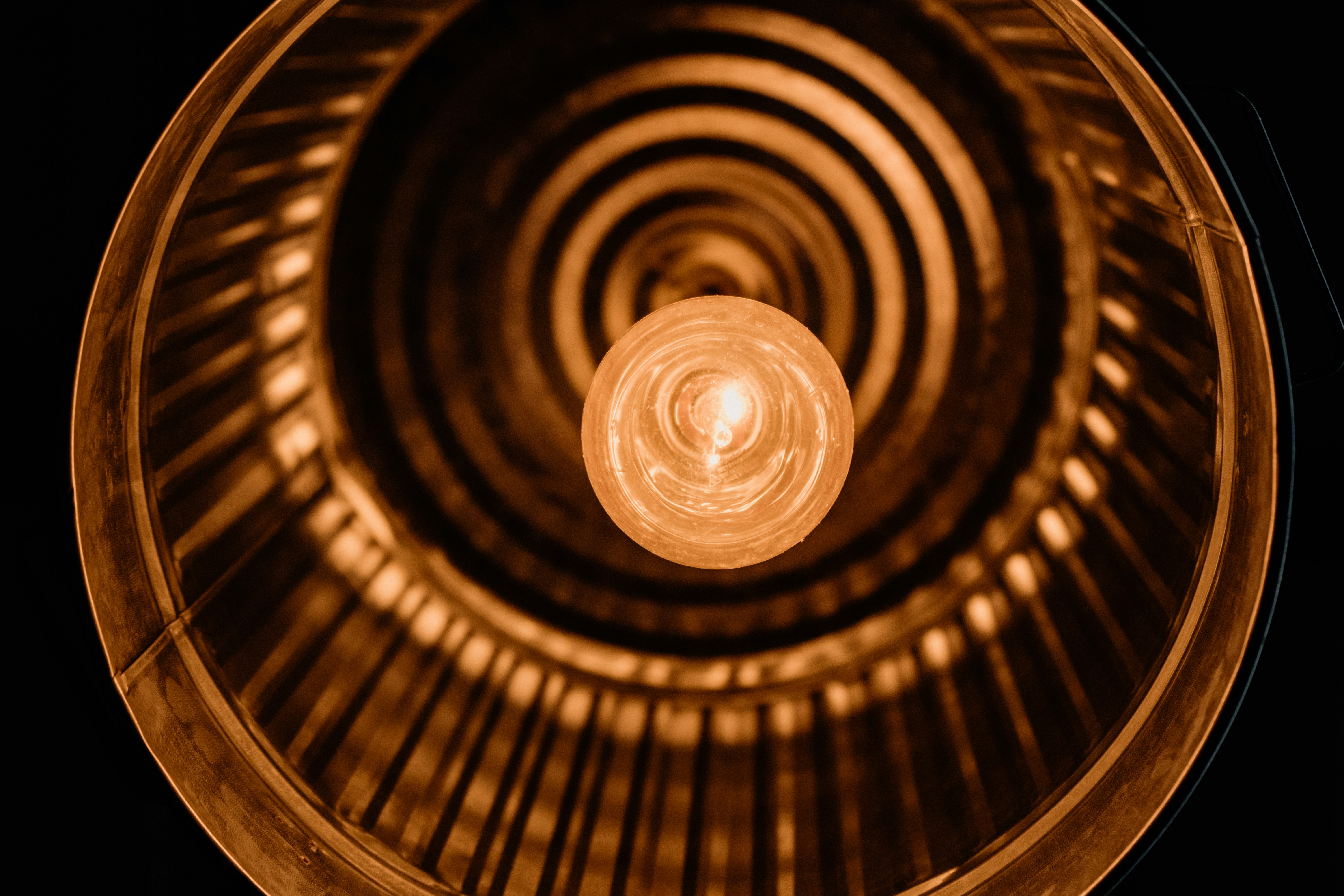 brown and white round light