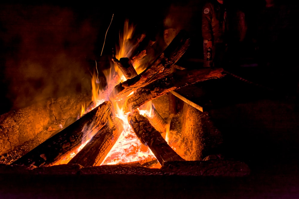 fire in close up photography