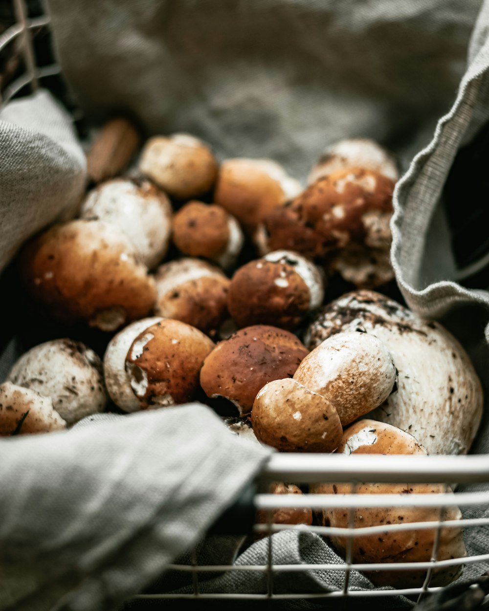 brown round fruits on white plastic tray