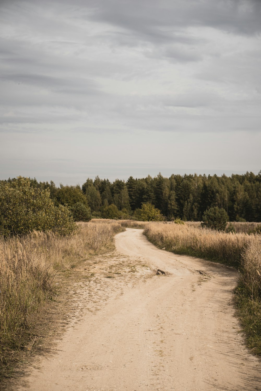 brown dirt road between green grass field under white clouds during daytime