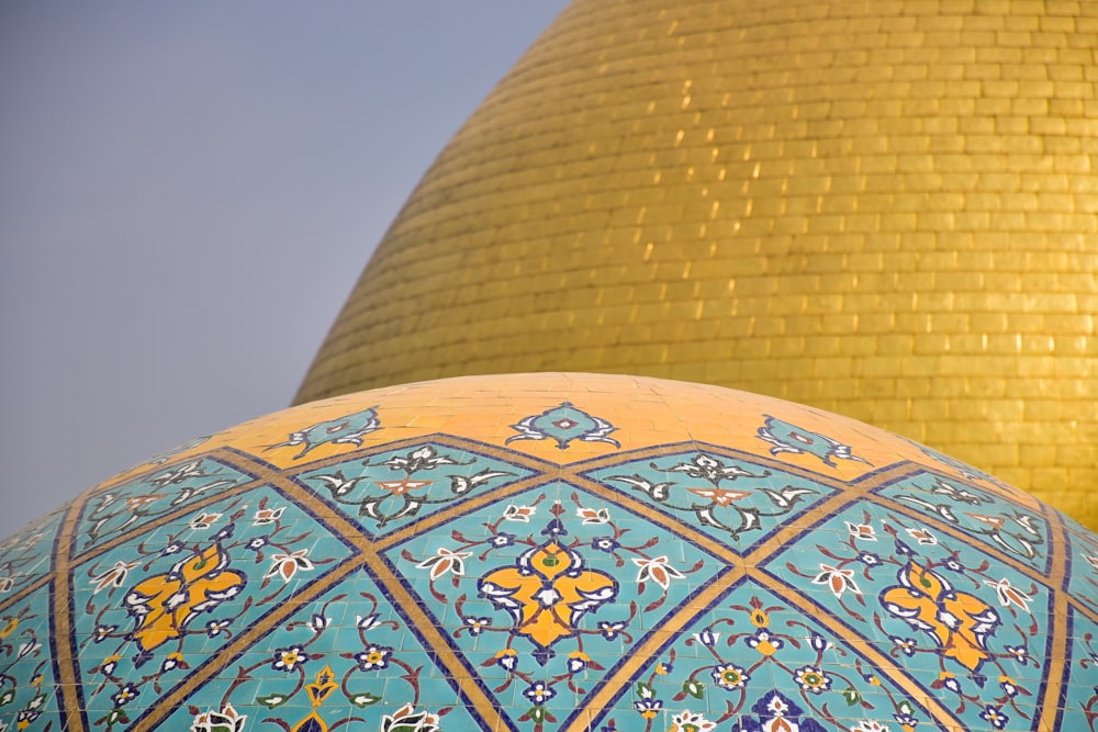 brown and blue dome building