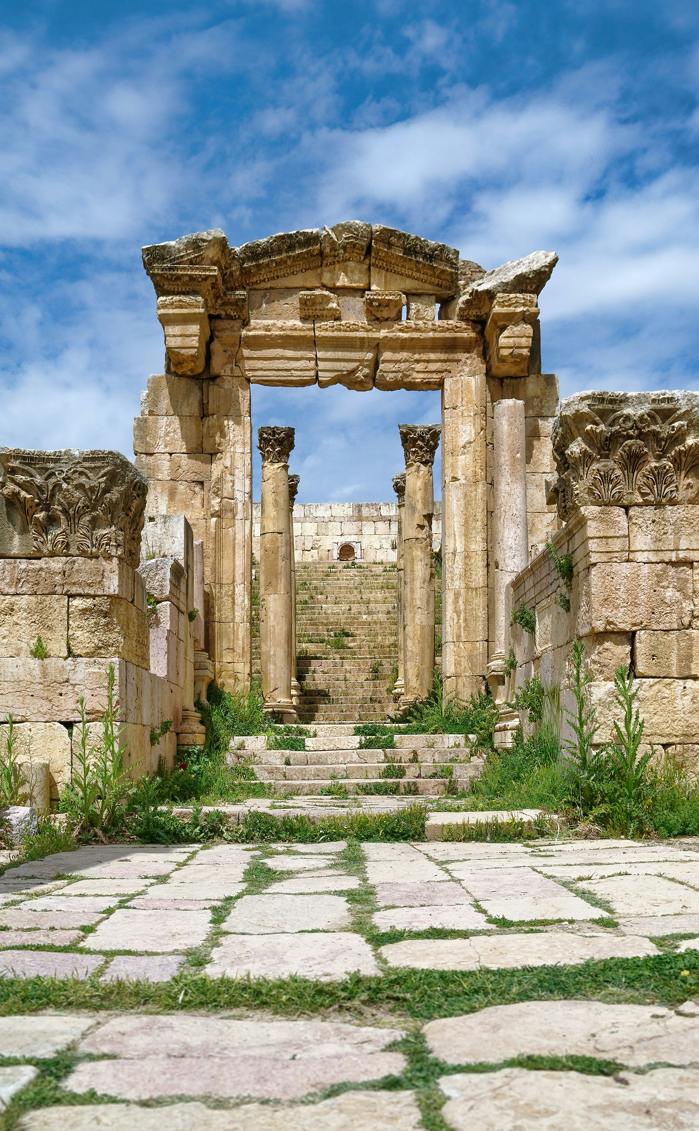 Entrance of a Roman temple in the ancient town of Gerasa, Jordan