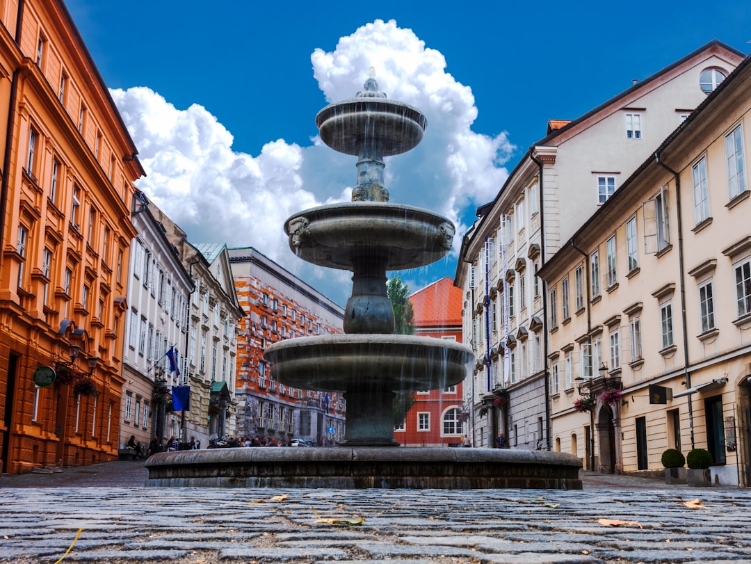 water fountain in the middle of the city,