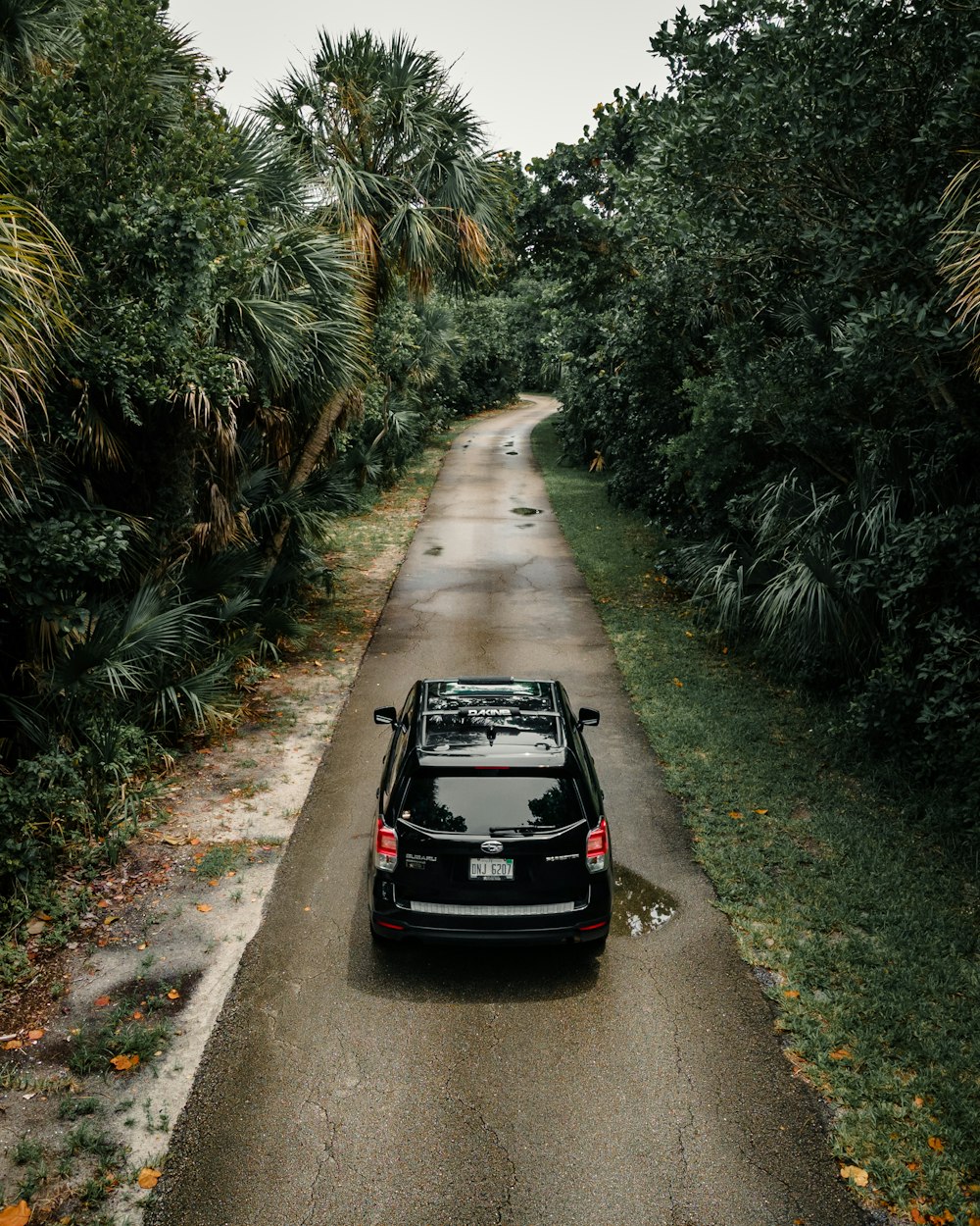 black car on gray concrete road