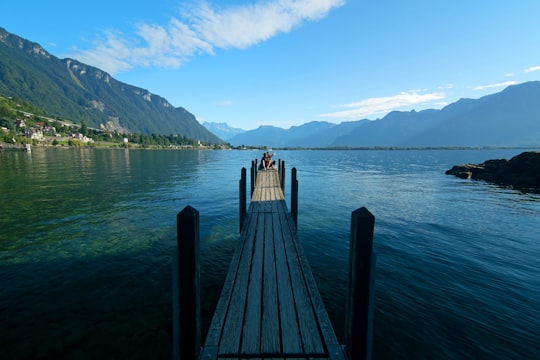 brown wooden dock on body of water during daytime in Regional Park Gruyère Pays-d'Enhaut Switzerland