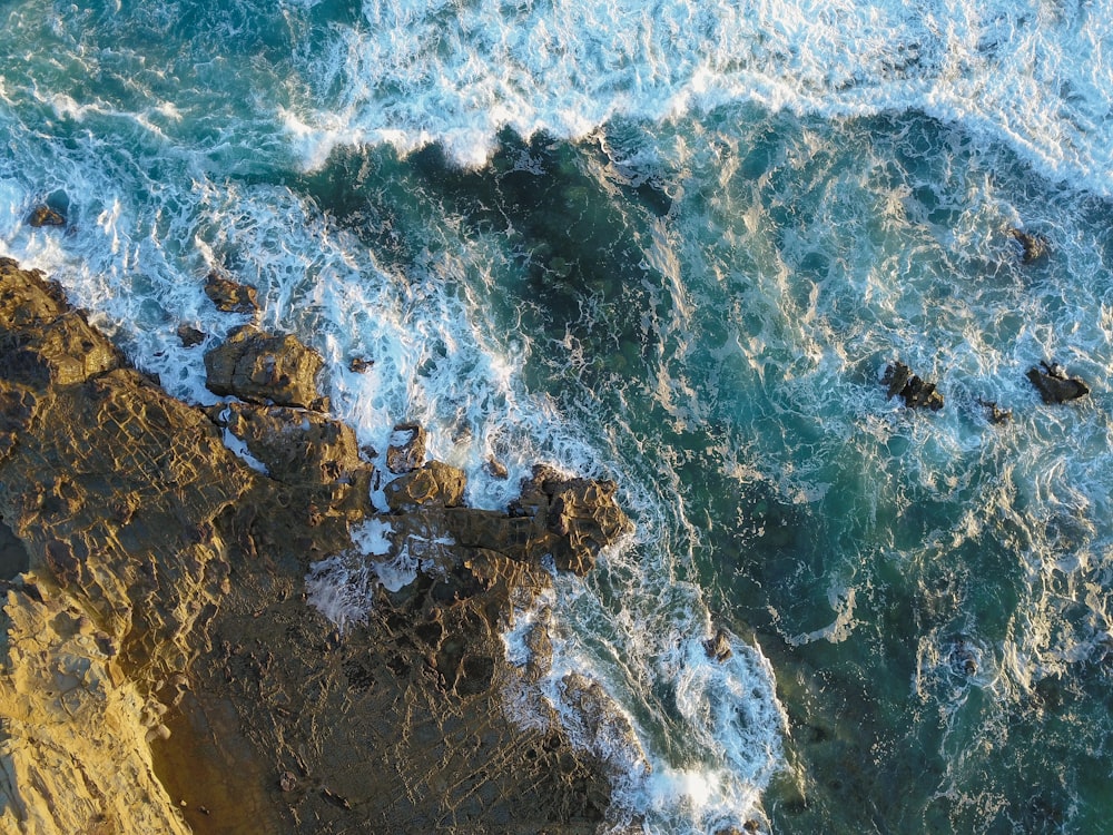 aerial view of ocean waves