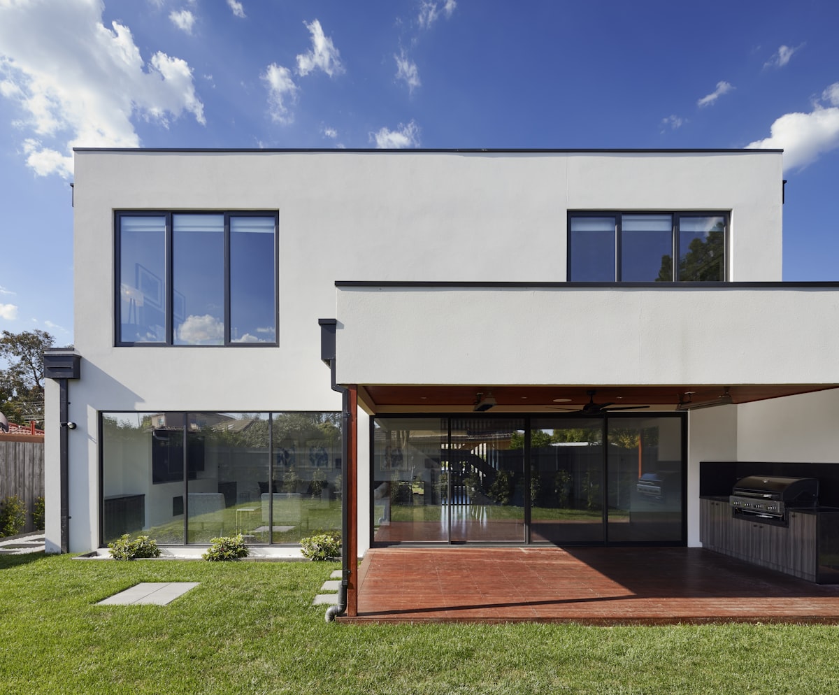 Modern home exterior with seamless room addition