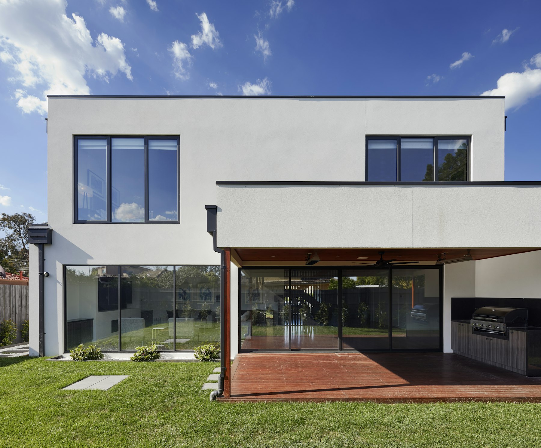 Modern home exterior night