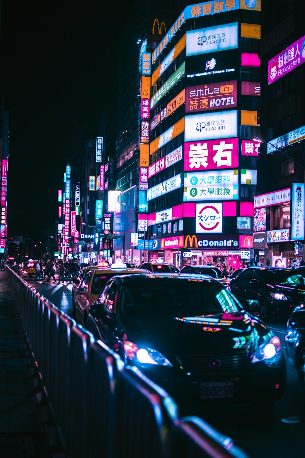 cars on road during night time