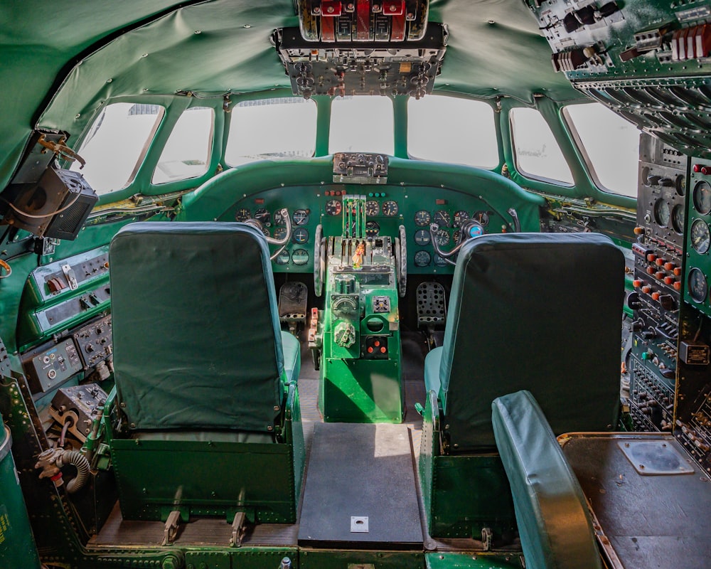 green and red car interior