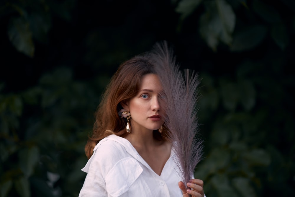 woman in white dress shirt