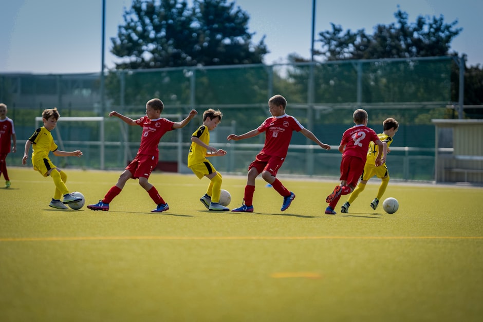 boys at football training