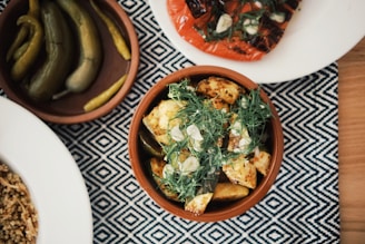 cooked food on brown ceramic plate